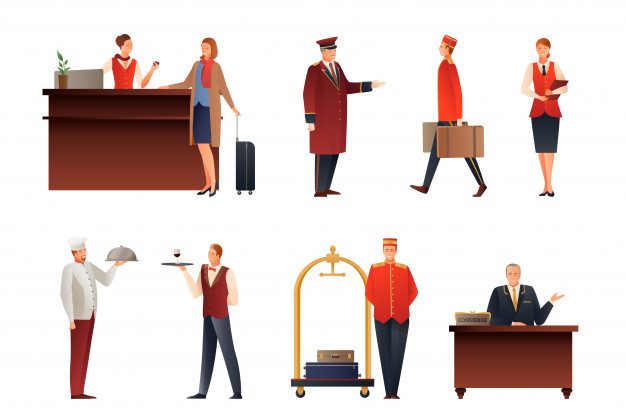 hotel staff flat icons set 1284 23233 e1595658936121